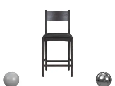 ROONEY LEATHERWOOD 26 COUNTER STOOL JET BLACK 3D model