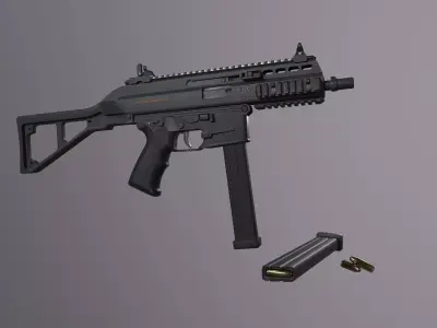 SMG or submachine gun Low-poly 3D model