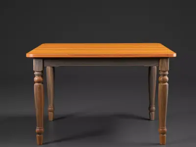 Wooden Dining Table Low-poly 3D model
