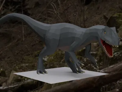 Low-poly Allosaurus with Rig and 15 animations for games Low-poly 3D model
