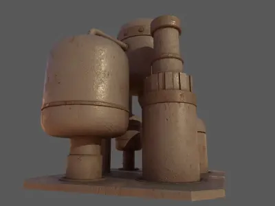 Stylized Retrofuturism Machinery - Tank System Low-poly 3D model