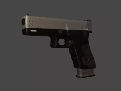 White Glock Pistol Low-poly 3D model