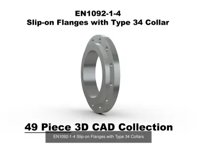 European Standard EN1092-1 Flanges CAD Files - 7 Flange Types 3D Model Pack