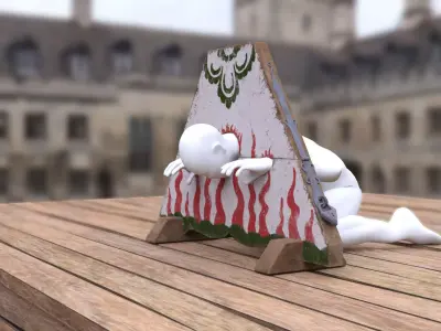 Medieval kneeing pillory with lock Low-poly 3D model