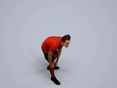 00521Carlos005 - Adult Caucasian man crouching during exercise 3D model