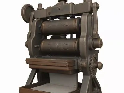 Vintage 3D Bank Note Press Machine Detailed Roller Assembly 3D model