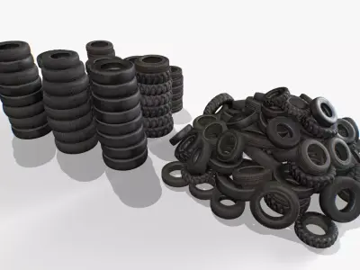 Tire Pile Junk Low-poly 3D model
