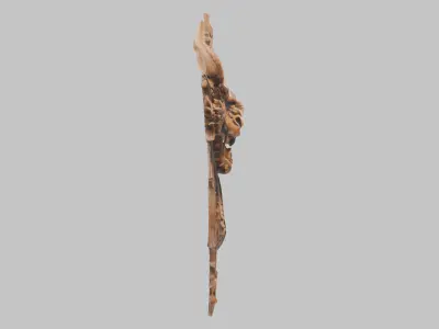 Intricate Carved Wooden Dragon Architectural Element Low-poly 3D model