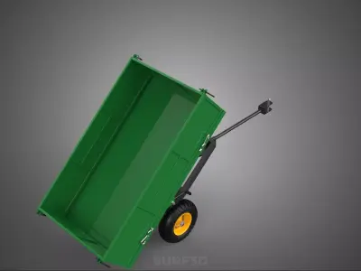 GREEN YELLOW TIPPING GARDEN TRAILER DUMP LAWN TRACTOR RIDE MOWER 3D model