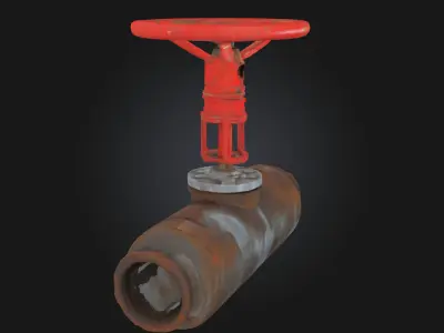 Rusty Red Valve Weathered Industrial 3D model