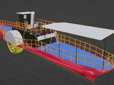 Vintage steam paddle boat 3D model