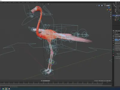 Flamingo flying Low-poly 3D model
