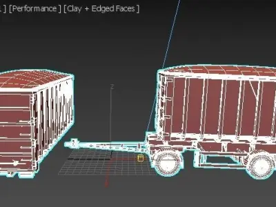Truck Container Old Used with and without Wheel Mount Free 3D model