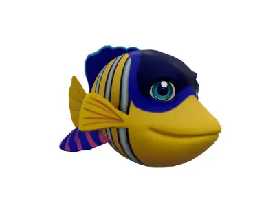 Angelfish Cartoon Animated Low-poly 3D model
