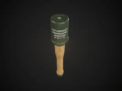 WWII stick grenade low poly game ready asset Low-poly 3D model