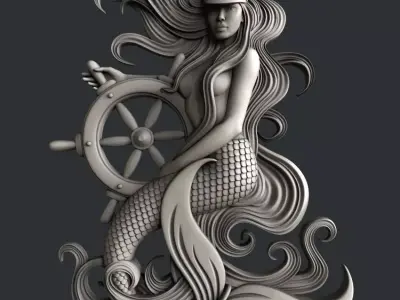 3d STL models for CNC router mermaid 3D model purchase