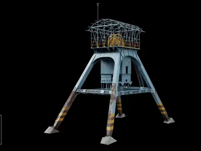 Coal Mine Shaft Tower - KWK Polska II Low-poly 3D model