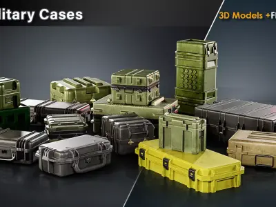 15 Military Cases Game Ready Low-poly 3D model