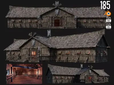 Old Viking House 4K Textures GameReady 185 Low-poly 3D model