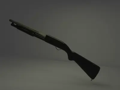 Shotgun Low-poly 3D model 15