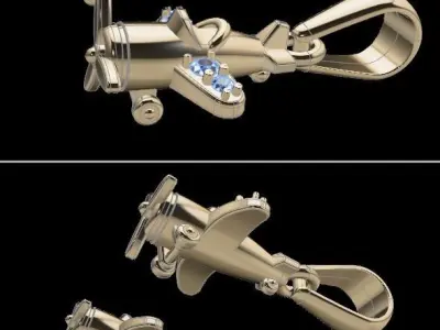 Dainty Airplane Pendant Set with Diamonds 3D print model