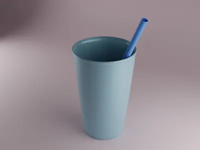 Cup with straw 3D model