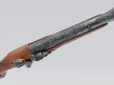 Pirate Flintlock Pistol Low-poly 3D model