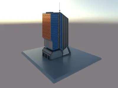 Futuristic sci-fi building Low-poly 3D model