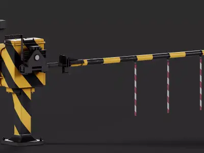 Railroad Level Crossing Barrier Low-poly 3D model