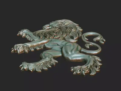 lion logo cnc laser wood home artcam decor asset crest beast cad 3D print model