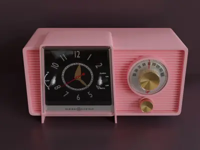 Vintage radio with clock 90 3D model