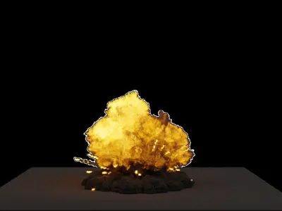 Fuel Explosion With Debris Simulation VDB Low-poly 3D model