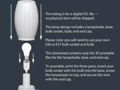 Sci fi Lamp Shade STL file  no supports 3D print model