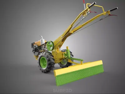 RAKE LEVELLER LEVELLING WALK BEHIND TRACTOR TWO WHEEL DIESEL GAS 3D model