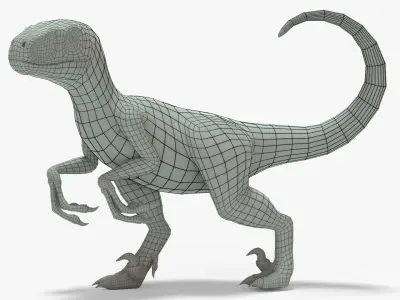 Velociraptor Rigged Basemesh Low-poly 3D model