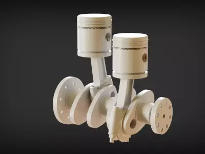 Car Engine Piston - Crankshaft SolidWorks and Blender 3D Low-poly 3D model
