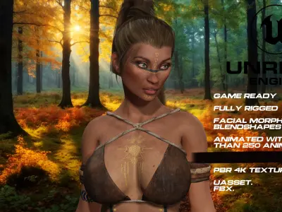 Tribal girl full rigged - game ready - animated  Low-poly 3D model