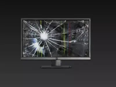 Broken Monitor Screen - Damaged LCD Display - Low Poly PBR Low-poly 3D model