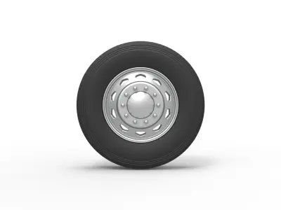 10 Triangular Hole Front wheel of semi truck V2 Scale 1 to 25 3D print model