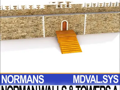 Medieval Norman Walls And Towers Blocks A  3D model