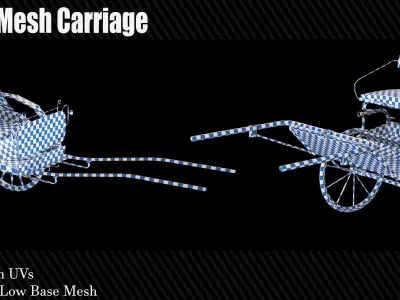 30 Carriage and wagons Base Mesh Game Ready Low-poly 3D model
