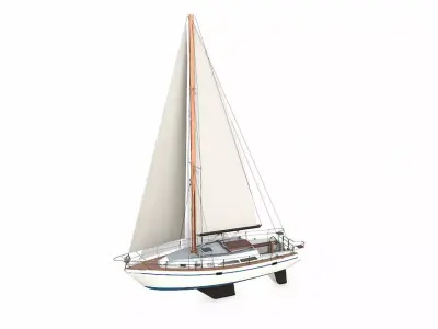 Sailing Yacht  Low-poly PBR Low-poly 3D model