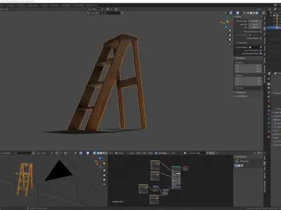 Old dusty wooden steps 3D model