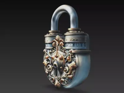 Ornate Vintage Padlock Decorative 3D Model 3D print model