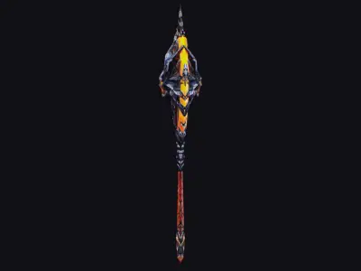 Axe Large Weapon Cutting Fantasy Melee Hatchet Dragon Head Low-poly 3D model