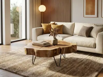 Rustic Tree Slice Coffee Table 3D model