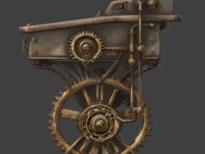 Steampunk Writing Desk 3D Model Low-poly 3D model