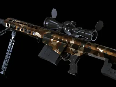 M107a1 Barrett Sniper Rifle Low-poly 3D model