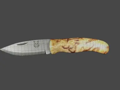 a knife made of wood and metal low-poly game ready Low-poly 3D model