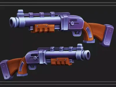 Stylized Shotgun Weapon Low-poly 3D model